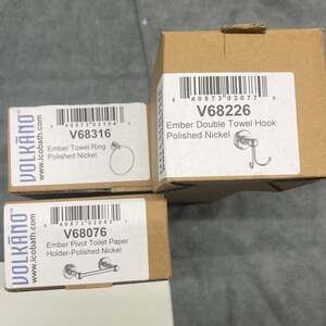 Volkano Ember Bathroom Hardware Set: Towel Ring, Double Hook, & Toilet Paper Hol